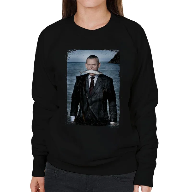 TV Times Martin Clunes Fish Doc Martin Women's Sweatshirt Hoodie with Button Classic Timeless TV Times Martin Clunes Fish Doc Martin Women's Sweatshirt Hoodie with Button Classic Timeless