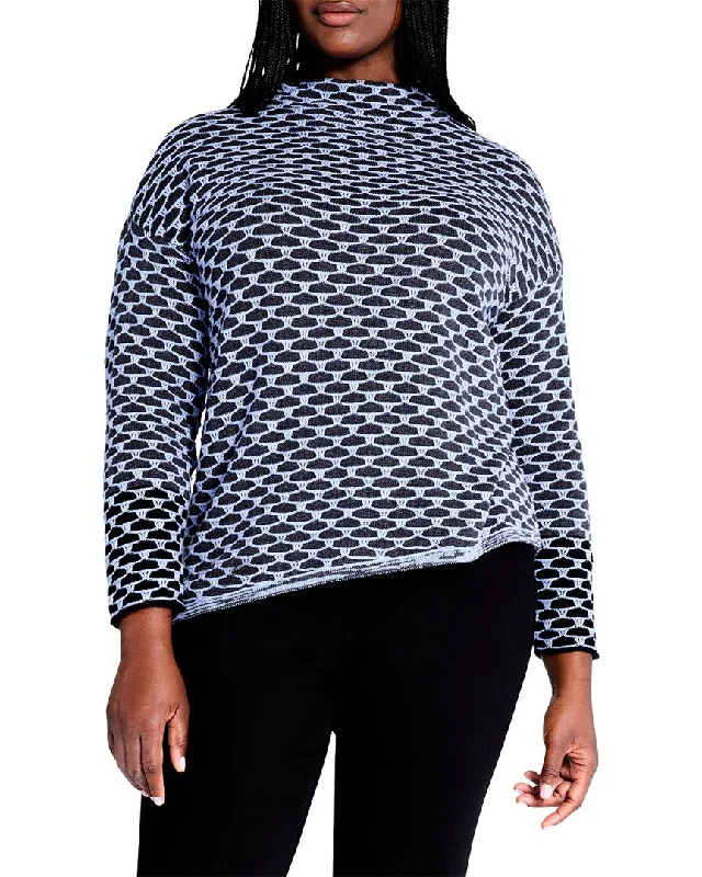 Nic+Zoe Plus Pixel Play Sweater Cable Knit Ribbed Knit Lace Knit