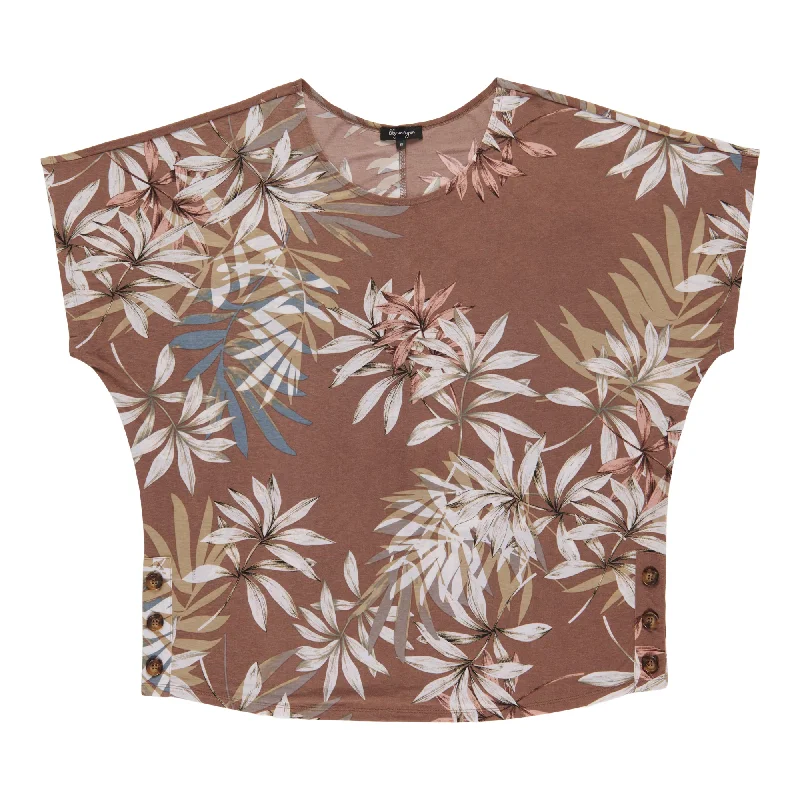 lily morgan Women's Plus Printed Button Detail Blouse Backless Summer Blouse
