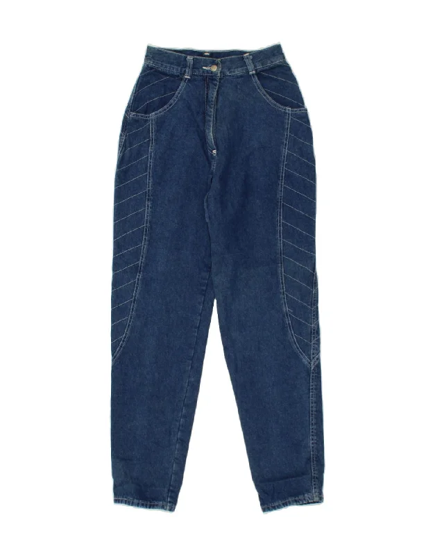 VINTAGE Womens High Waist Tapered Jeans IT 44 Medium W24 L28 Blue Cotton Comfortable Mid-Rise Jeans VINTAGE Womens High Waist Tapered Jeans IT 44 Medium W24 L28 Blue Cotton Comfortable Mid-Rise Jeans
