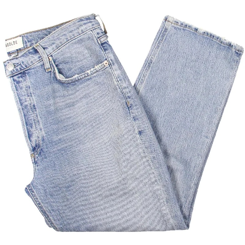 Womens Cropped Straight Leg Cropped Jeans Fashionable Straight Cut Jeans