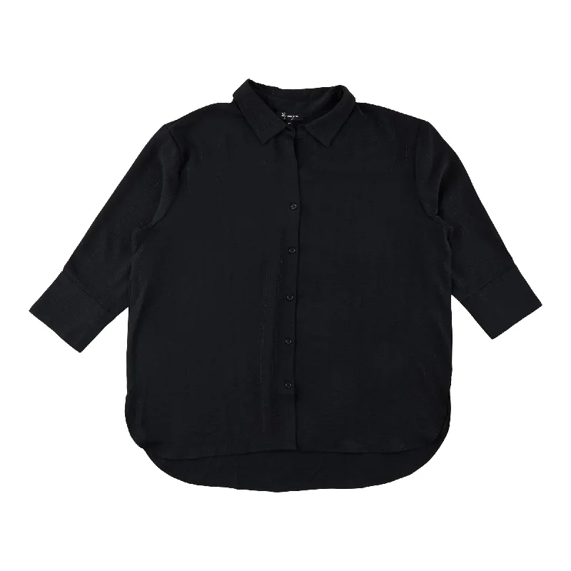 lily morgan Women's Plus Boyfriend Blouse Textured Cotton Blouse