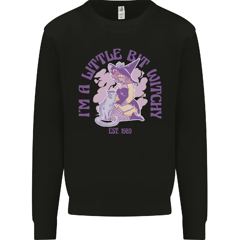A Bit Witchy Funny Halloween Cat Witch Mens Sweatshirt Jumper Hoodie with Full-Zip Functional Layering A Bit Witchy Funny Halloween Cat Witch Mens Sweatshirt Jumper Hoodie with Full-Zip Functional Layering