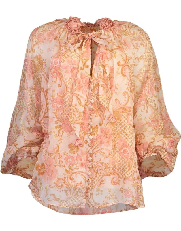 Postcard Lantern Blouse Elegant Office Blouse