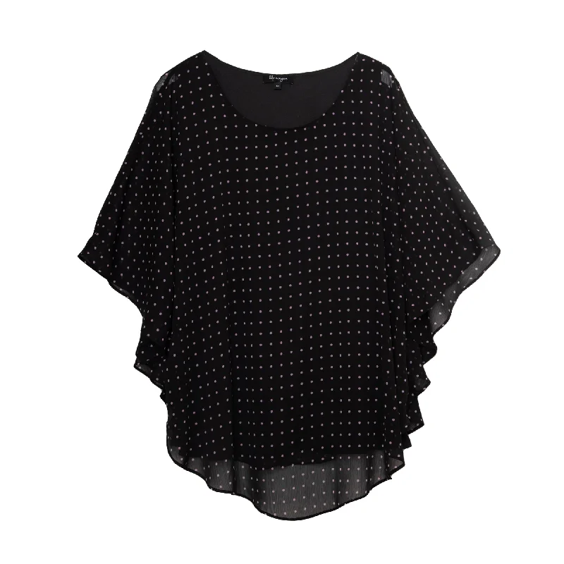 lily morgan Women's Plus Overlay Printed Blouse Loose Fit Blouse