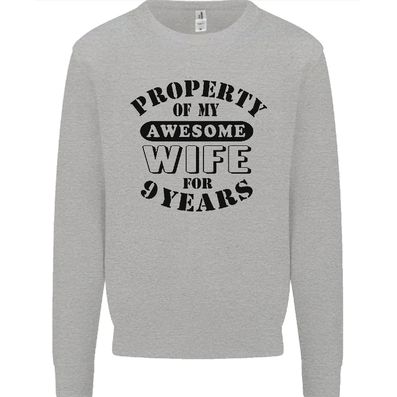 9th Wedding Anniversary 9 Year Funny Wife Mens Sweatshirt Jumper Hoodie with Gradient Ombre Colorful 9th Wedding Anniversary 9 Year Funny Wife Mens Sweatshirt Jumper Hoodie with Gradient Ombre Colorful