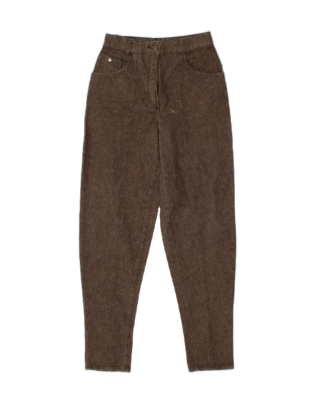 KENZO Womens Tapered High Waist Jeans IT 38 XS W26 L32 Brown Cotton Casual Bootcut Ripped Jeans