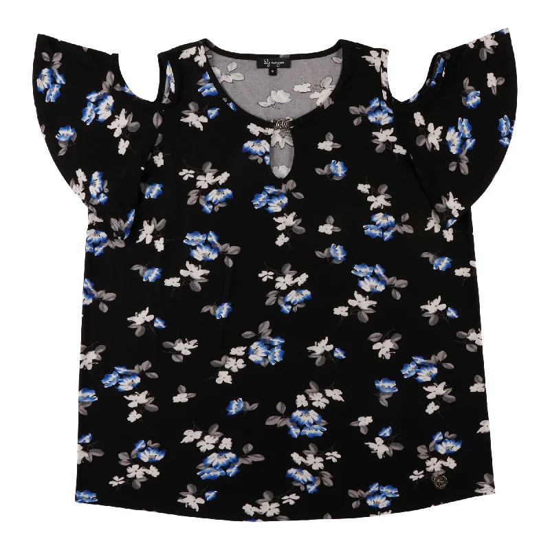 lily morgan Women's Plus Flutter Sleeve Blouse Business Casual Blouse