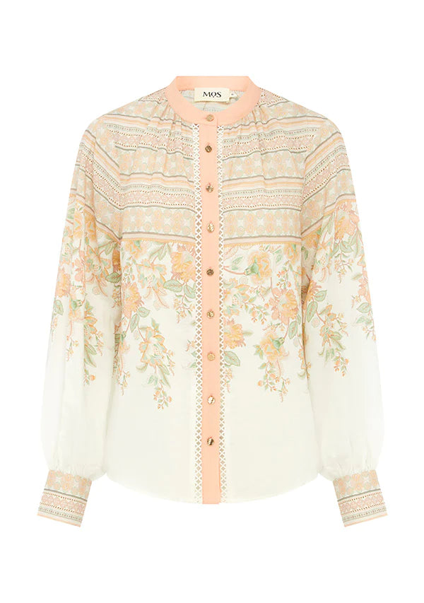 Mos The Label Joanna Blouse - Floral Border Print Semi-Sheer Blouse