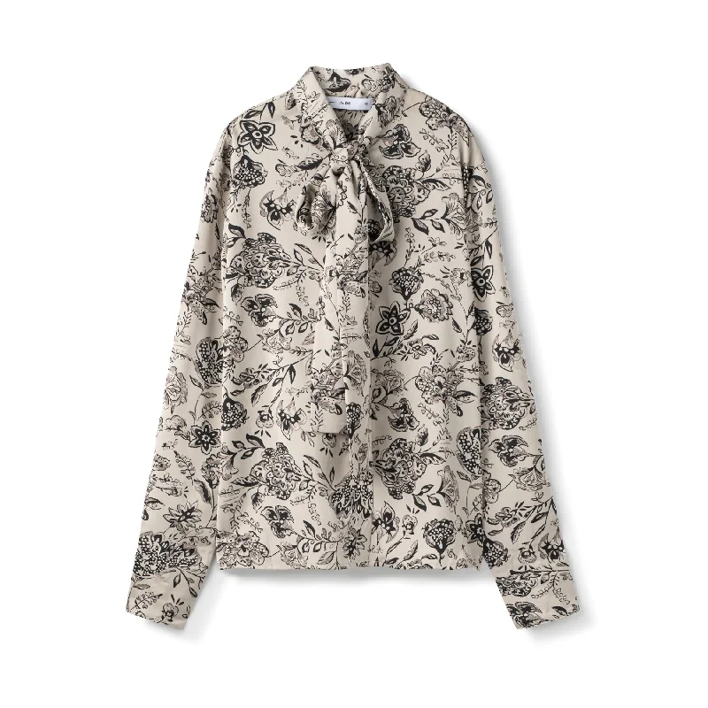 Silk Tie Blouse  In: Multi Boho Printed Blouse