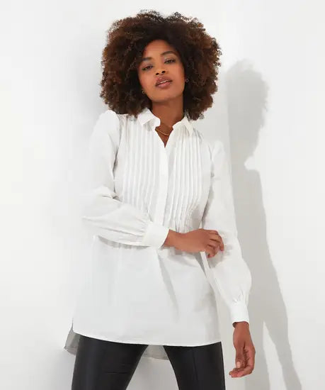 CLASSIC PIN TUCK BLOUSE -IVORY Playful Puff Blouse