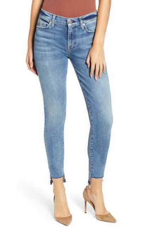 The Ankle Super Skinny Step Raw Hem Denim Jeans In Blue Stylish Stone-Wash Denim Jeans The Ankle Super Skinny Step Raw Hem Denim Jeans In Blue Stylish Stone-Wash Denim Jeans