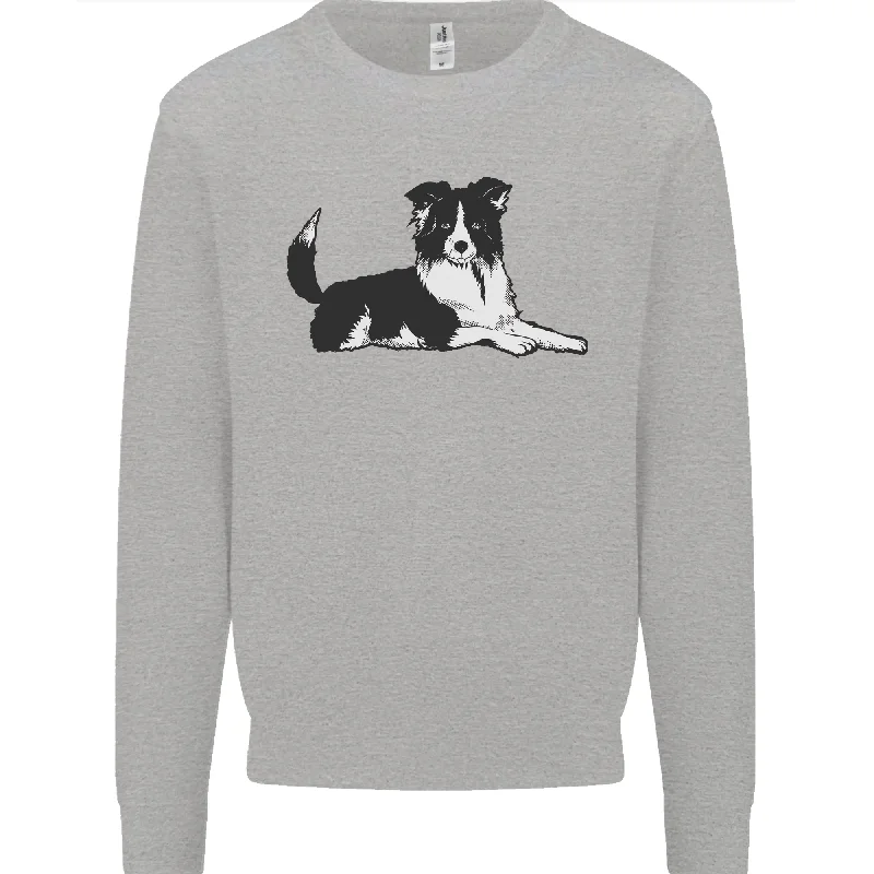 A Border Collie Dog Lying Down Mens Sweatshirt Jumper Hoodie with Pattern Geometric Abstract A Border Collie Dog Lying Down Mens Sweatshirt Jumper Hoodie with Pattern Geometric Abstract