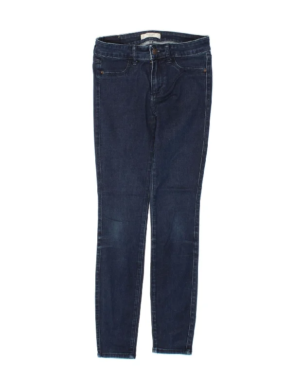 ABERCROMBIE & FITCH Womens Skinny Jeans W25 L27 Navy Blue Cotton Elegant Wide-Leg Jeans