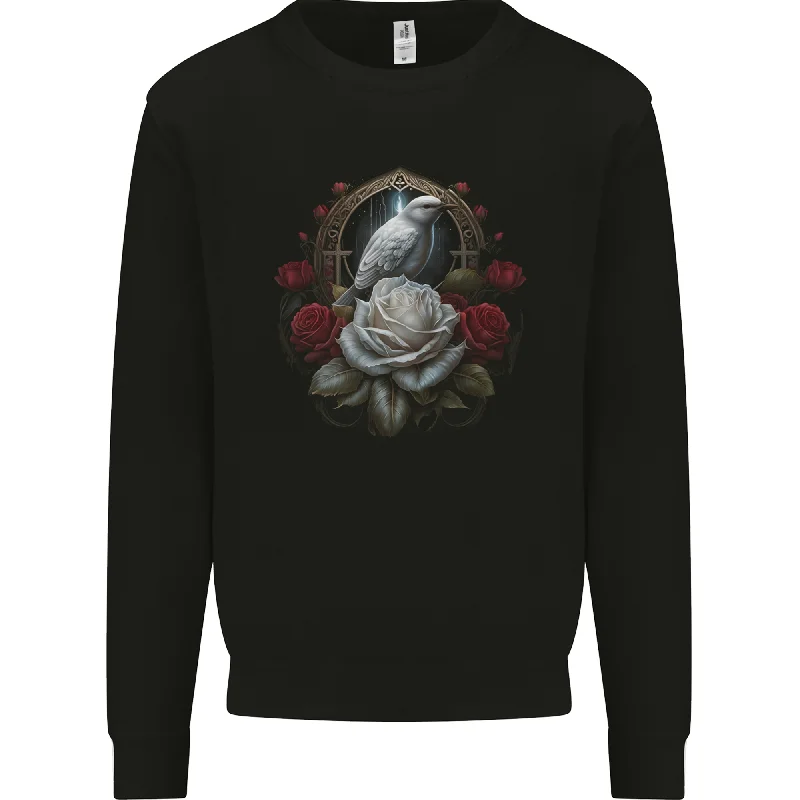 A Bird and Rose in Front of a Gothic Mirror Mens Sweatshirt Jumper Hoodie with Tie-Dye Psychedelic Retro A Bird and Rose in Front of a Gothic Mirror Mens Sweatshirt Jumper Hoodie with Tie-Dye Psychedelic Retro