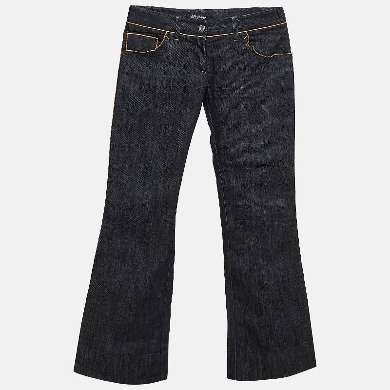 Dolce & Gabbana Blue Denim Wide Leg  Jean Comfortable Drawstring Waist Jeans