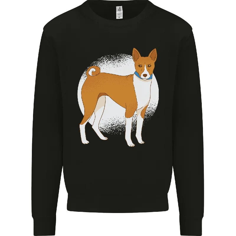 A Basenji Dog Mens Sweatshirt Jumper Hoodie with Hem Fringe Bohemian Relaxed