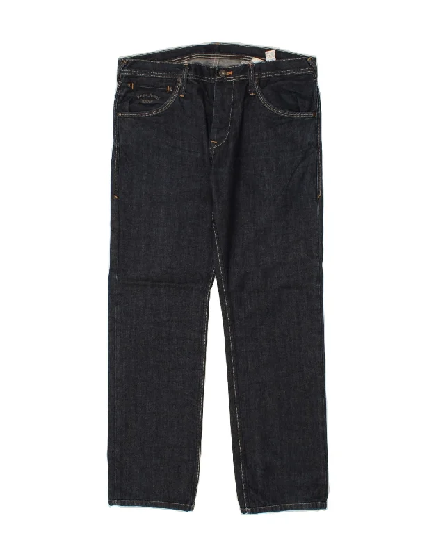 PEPE JEANS Womens Straight Jeans W34 L34  Navy Blue Polyester Chic Cropped Jeans