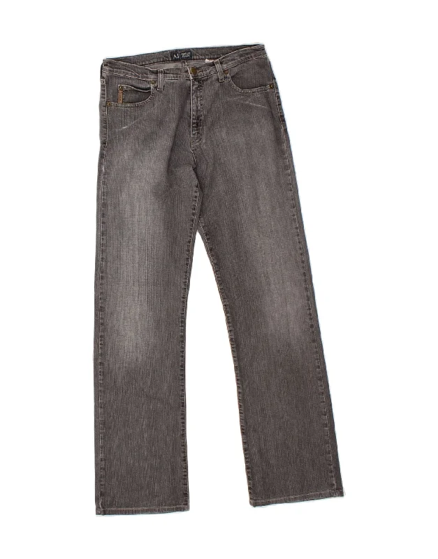 ARMANI Womens Straight Jeans W31 L31 Grey Fashionable Vintage Wash Jeans