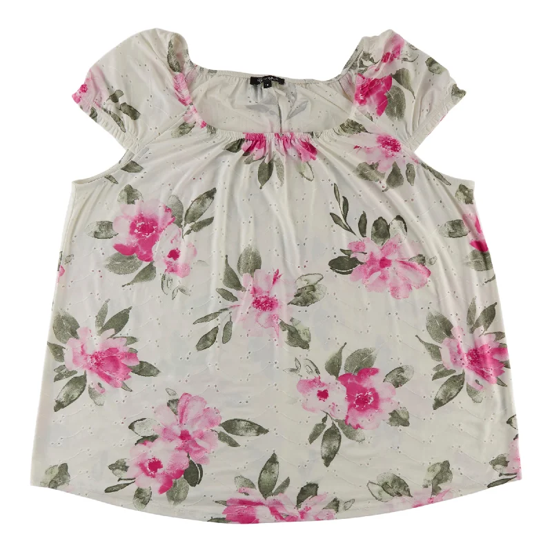 lily morgan Women's Plus Printed Round Neck Blouse Everyday Stylish Blouse