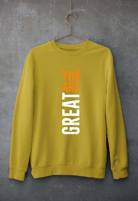 You Are Great Unisex Sweatshirt for Men/Women Hoodie with Bell Sleeves Flared Feminine You Are Great Unisex Sweatshirt for Men/Women Hoodie with Bell Sleeves Flared Feminine