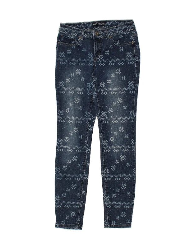 ARIZONA Womens Graphic Skinny Jeans UK 12 Medium W28 L30 Blue Fair Isle Classic Blue Denim Jeans ARIZONA Womens Graphic Skinny Jeans UK 12 Medium W28 L30 Blue Fair Isle Classic Blue Denim Jeans