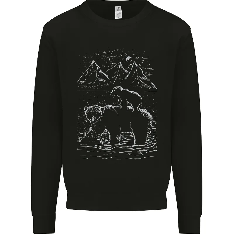 A Bear and It's Cub Mens Sweatshirt Jumper Hoodie with Gradient Ombre Colorful