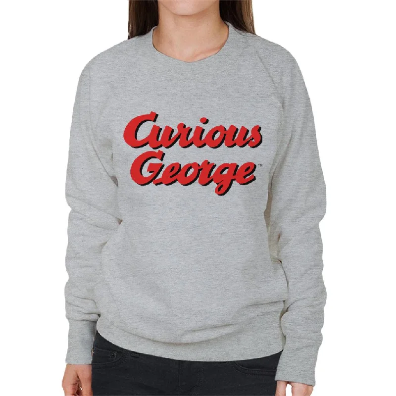 Curious George Red Logo Women's Sweatshirt Hoodie with Hem Applique Textured Unique