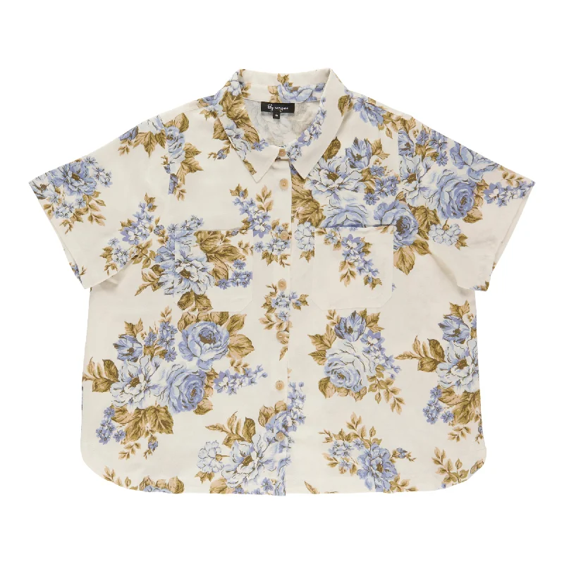 lily morgan Women's Plus Printed Linen Blend Blouse Smart Business Blouse