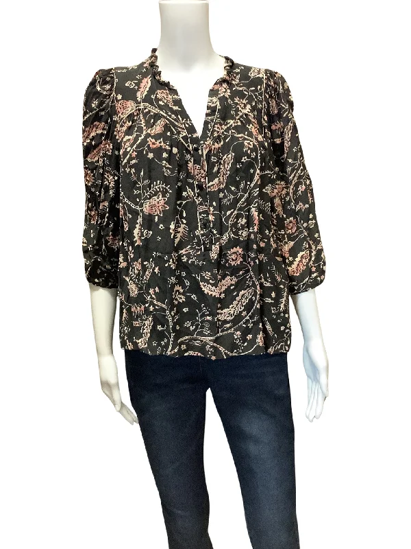 BA&SH Women's Blouse Floral Print Button Down Size: L Soft Knit Blouse