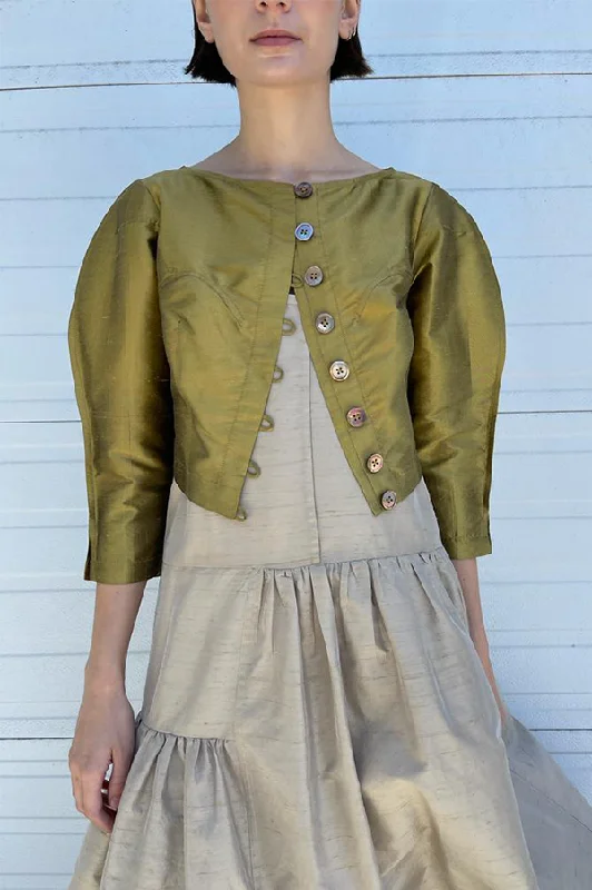 Palace Blouse in Iridescent Khaki Modern Work Blouse
