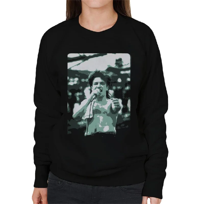 TV Times Bono Of U2 Live Women's Sweatshirt Hoodie with Fur Luxurious Winter