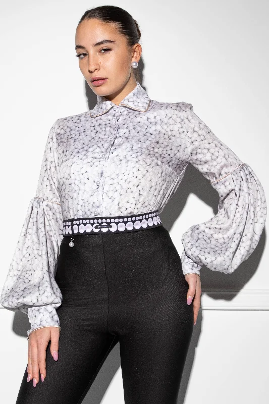 Renne Pearl blouse Collared Satin Blouse