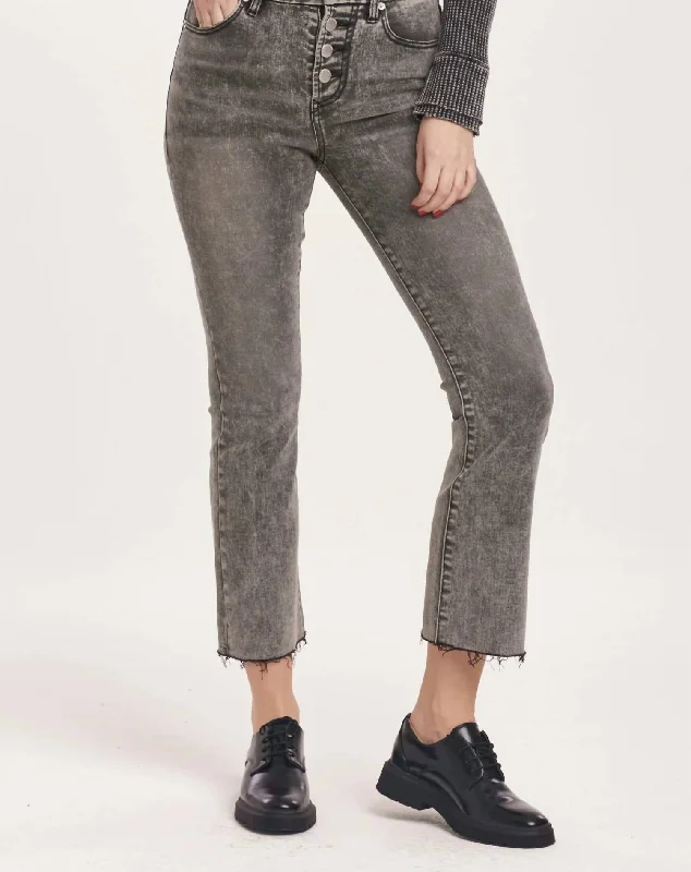 Jeanne Shade Cropped Flare Jean Trendy Pleated Waist Jeans