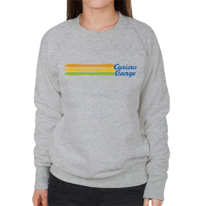 Curious George Blue Logo Women's Sweatshirt Zip Hoodie Drawstring Kangaroo Pocket
