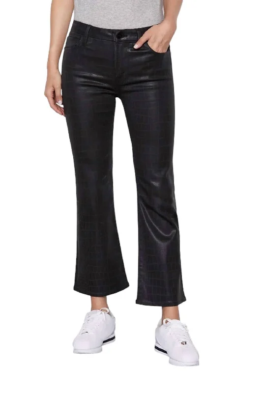 Le Mini Boot Crop Croc Coated Jeans In Black Trendy Skinny Fit Jeans