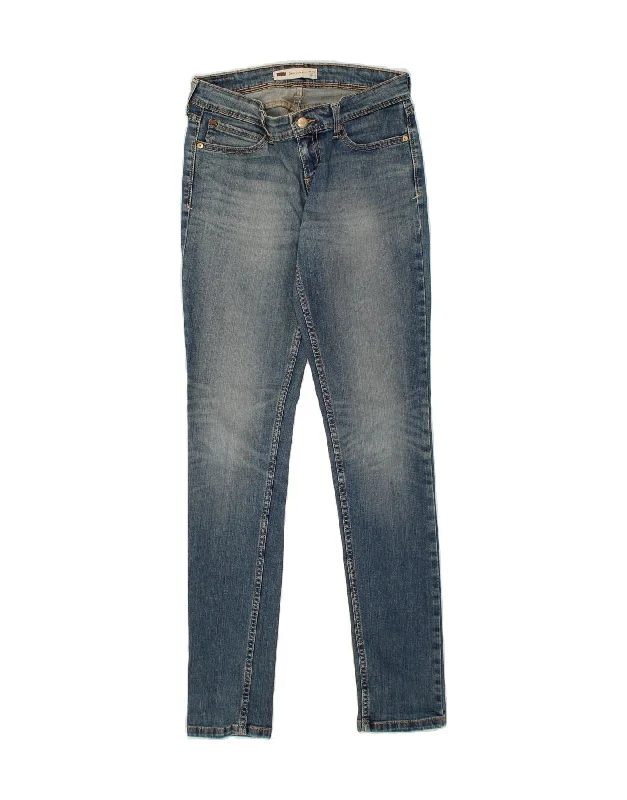 LEVI'S Womens Demi Curve Low Waist Skinny Jeans W28 L34  Blue Cotton Trendy Patchwork Denim Jeans