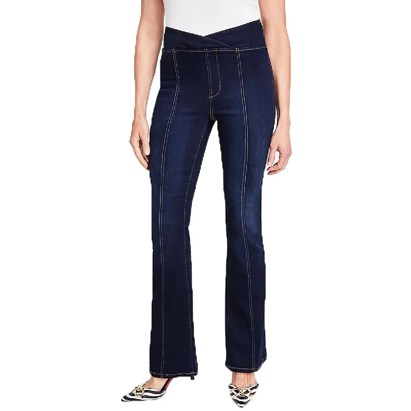 Womens High Rise Dark Wash Bootcut Jeans Cozy Tencel Blend Denim Jeans