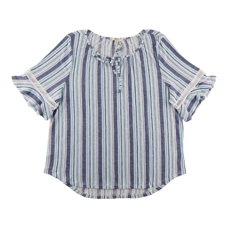 Women's Knit Tie-Front Blouse Lightweight Chiffon Blouse