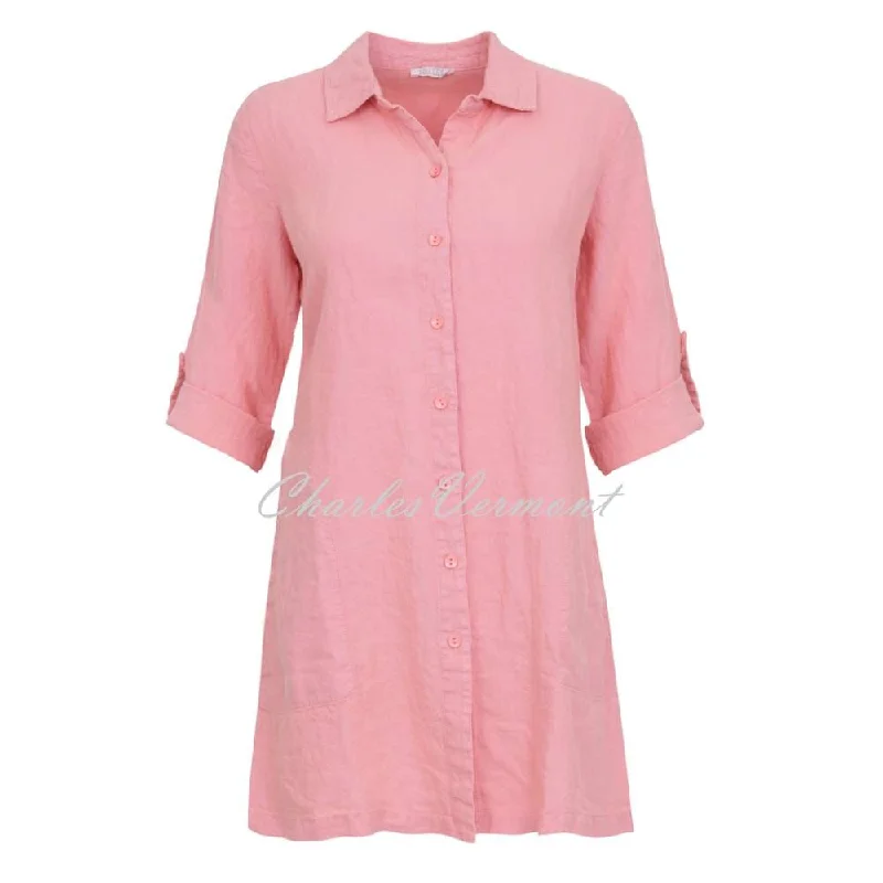 Dolcezza Longline Blouse - Style 23163 (Pink) Chic Square Blouse