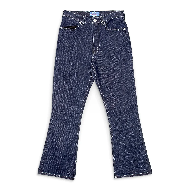 DARK INDIGO CROPPED FLARE Jeans Comfortable Drawstring Waist Jeans