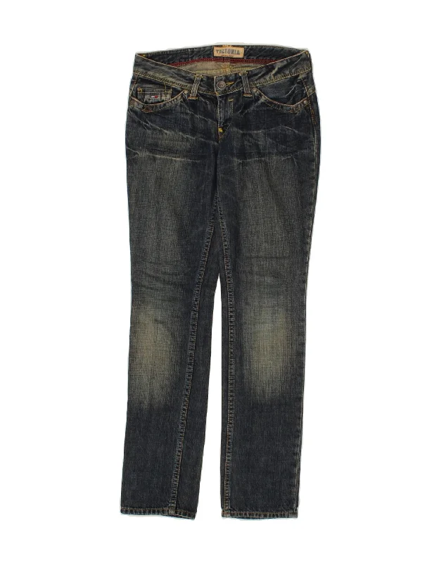TOMMY HILFIGER Womens Victoria Slim Jeans W27 L32 Blue Cotton Fashionable Straight Cut Jeans TOMMY HILFIGER Womens Victoria Slim Jeans W27 L32 Blue Cotton Fashionable Straight Cut Jeans