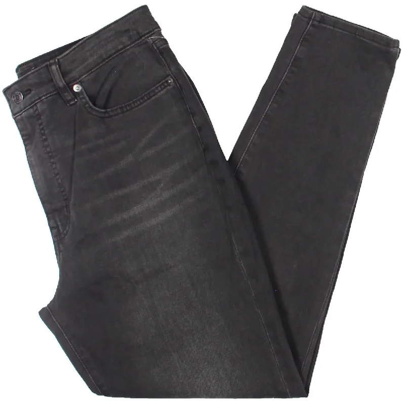 Womens Denim High Rise Straight Leg Jeans Cozy Stretch High-Waist Jeans