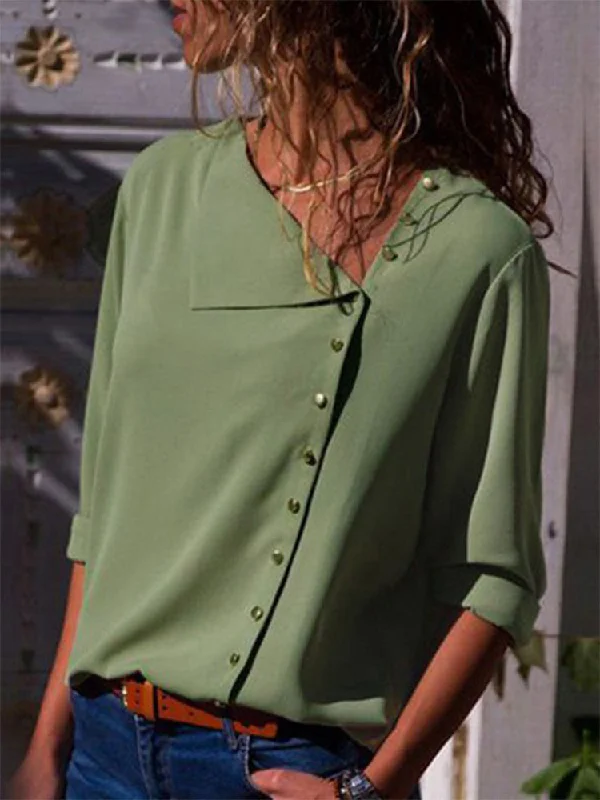 Skew Collar Chiffon Blouse Modern Oversized Blouse