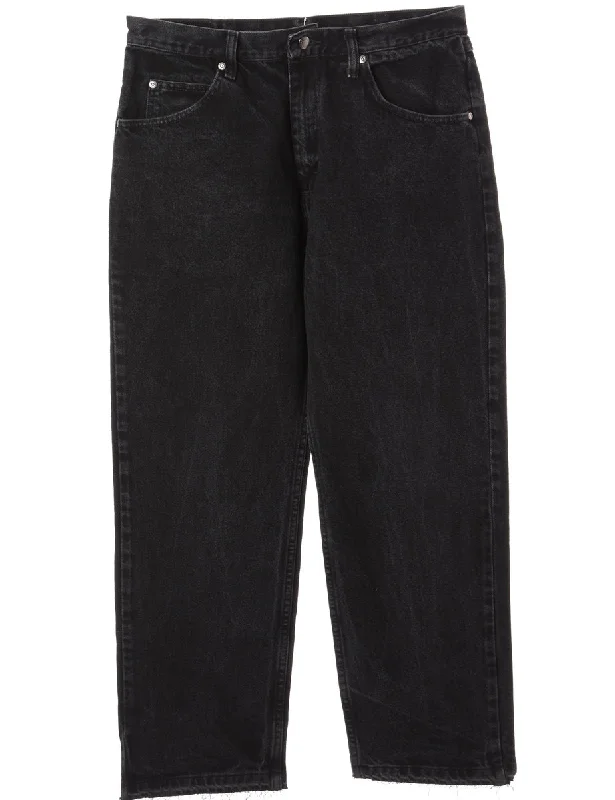 Label Tapered Cropped Jeans Stylish Stone-Wash Denim Jeans