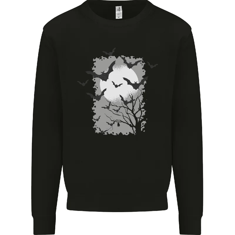 A Bat Landscape with a Full Moon Halloween Mens Sweatshirt Jumper Hoodie with Snap Buttons Easy Quick A Bat Landscape with a Full Moon Halloween Mens Sweatshirt Jumper Hoodie with Snap Buttons Easy Quick