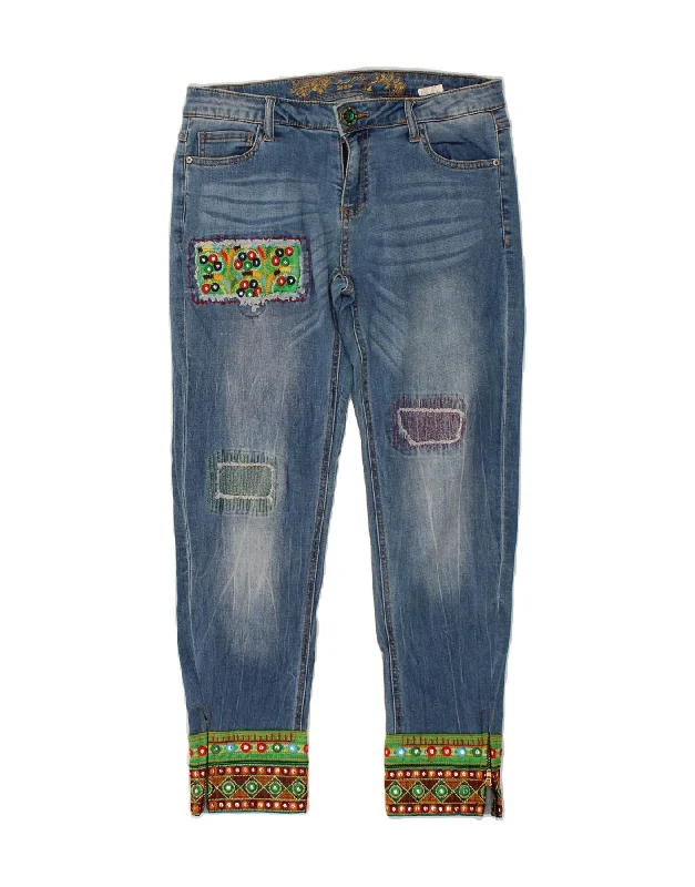 DESIGUAL Womens Slim Jeans W32 L27 Blue Cotton Comfortable Zip-Fly Denim Jeans