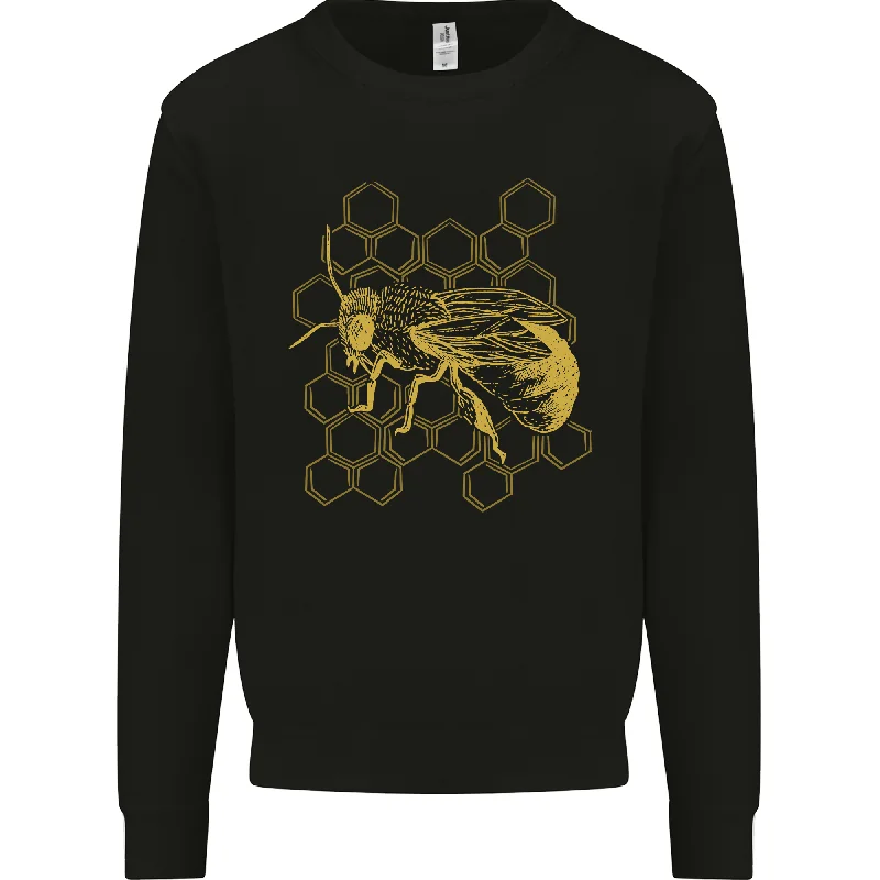 A Bee Design Mens Sweatshirt Jumper Hoodie with Hem Elastic Stretchable Comfortable
