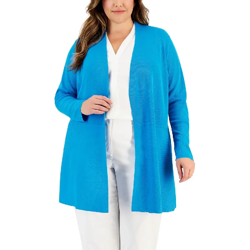 Plus Womens Solid Cardigan Sweater Handmade Hand-knitted Hand-woven
