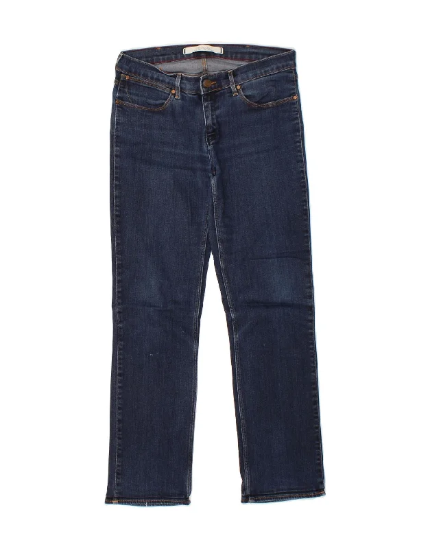 WRANGLER Womens Drew Straight Jeans W29 L27 Navy Blue Cotton Fashionable Relaxed Fit Denim